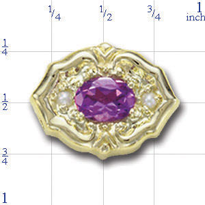 AC162 14K SLIDE WITH AMETHYST & 2 SEED PEARLS 